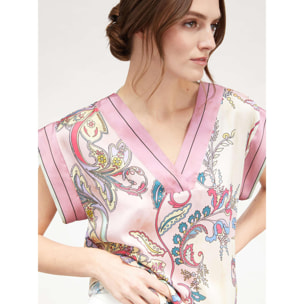 Motivi - Blusa in raso fantasia cashmere - Rosa