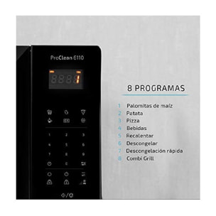 Cecotec Microondas ProClean 6110. 800 W y Grill 1000 W Capacidad 23L Revestimien