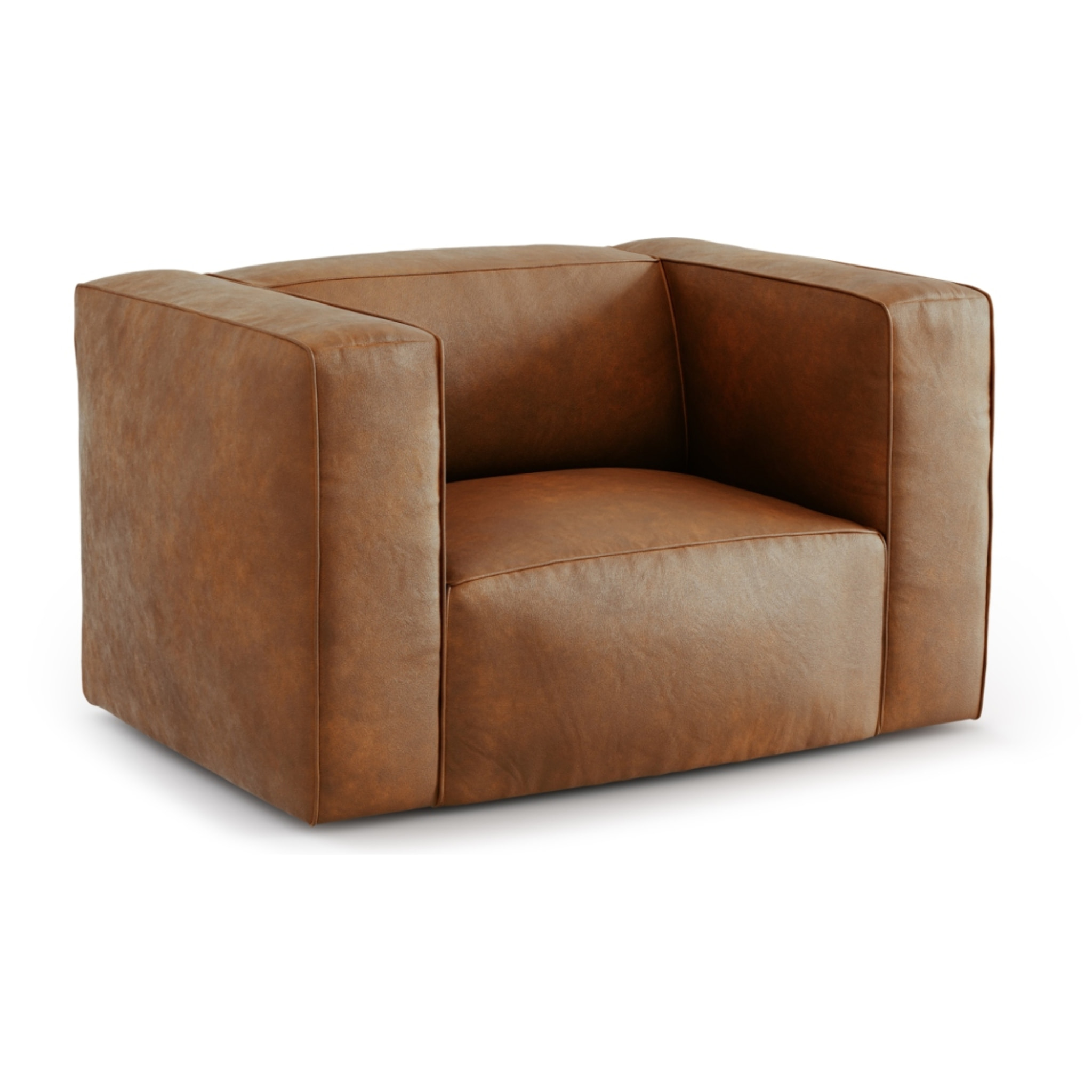 Fauteuil "Muse" en cuir véritable marron