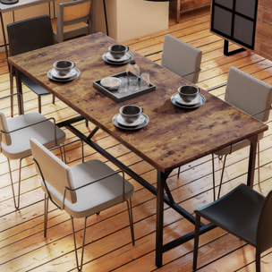 Mesa de Comedor Rectangular para 6-8 Personas, Mesa de Cocina Industrial con Tablero Grueso y Patas de Metal, 180x80x75,5 cm, Marrón Rústico