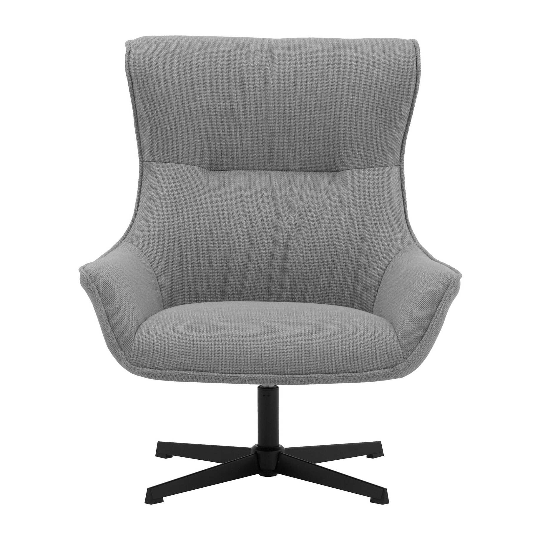 Poltrona girevole RIGA in tessuto grigio e base in metallo nero