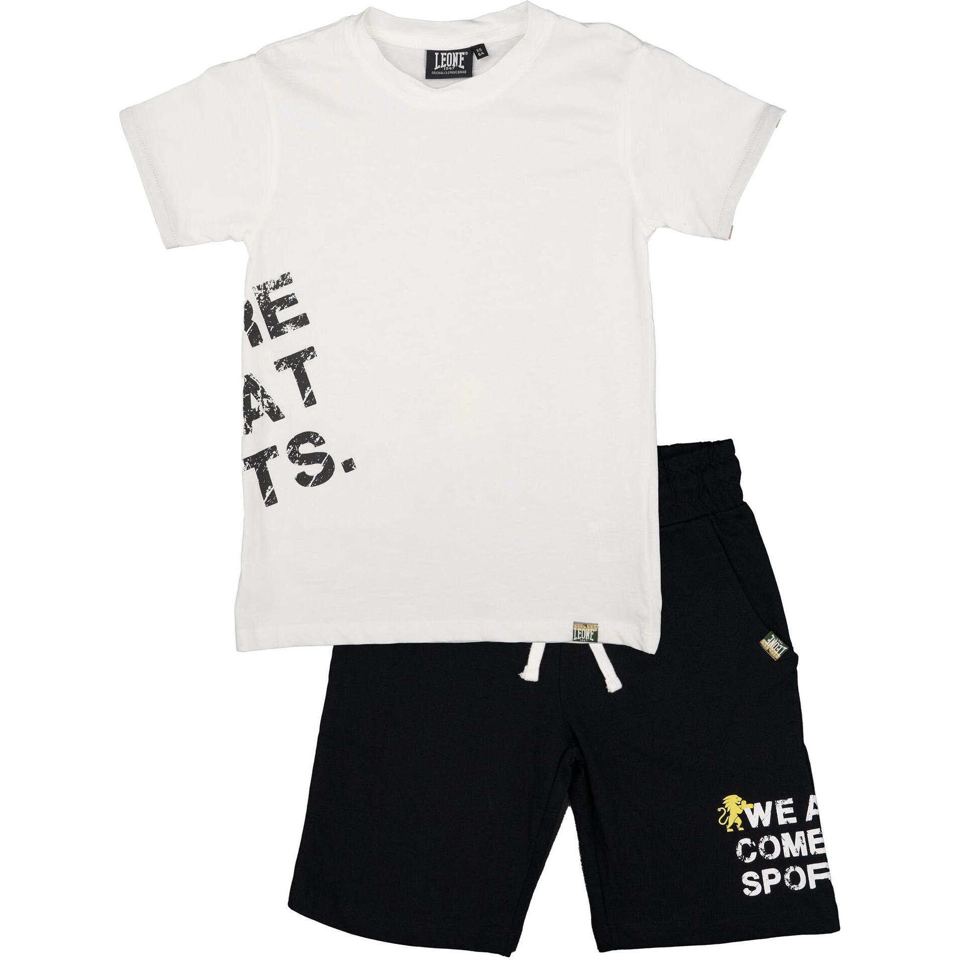 Set completo da bambino in cotone con t-shirt e pantaloncini Leone Camou