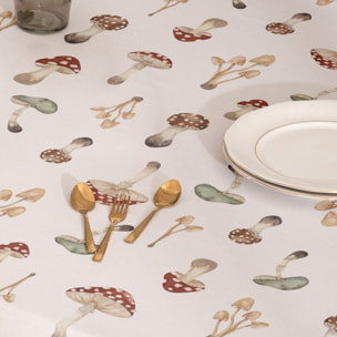 Nappe imprimée anti-tâches AMANITA BLANCHE