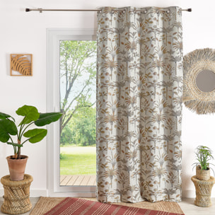 Rideau Jacquard exotique motif palmier - Terracotta