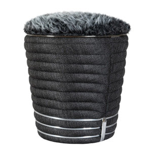 Pouf Doric 320 in Antracite e Legno di Pioppo