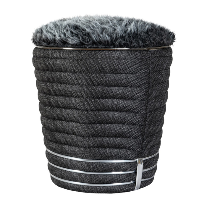 Pouf Doric 320 in Antracite e Legno di Pioppo