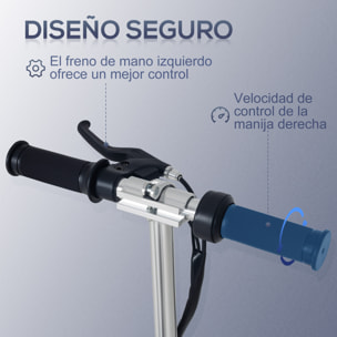 Patinete Eléctrico Plegable para Niños y Adolescentes de +7 Años Velocidad de 10 km/h Scooter Eléctrico con Manillar Ajustable en Altura y Frenos Carga Máx. 50 kg 78x37x87-95 cm Rosa