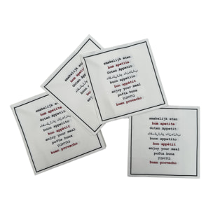 Lot de 20 serviettes en papier Bon Appétit multilingue - Noir