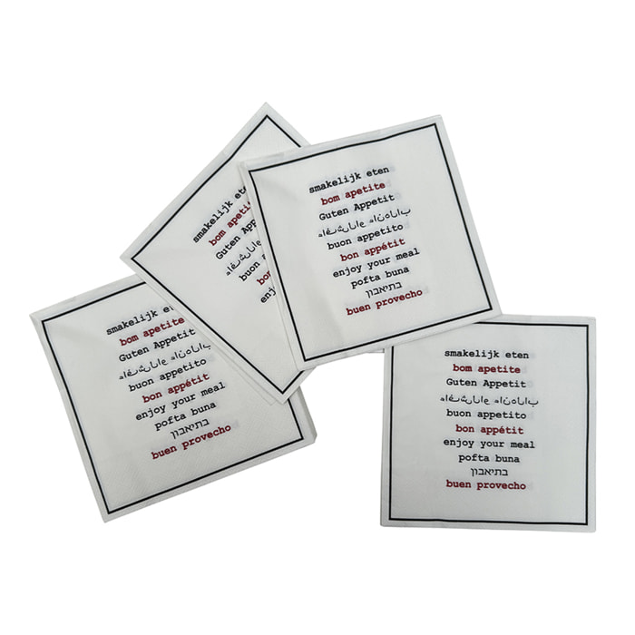 Lot de 20 serviettes en papier Bon Appétit multilingue - Noir