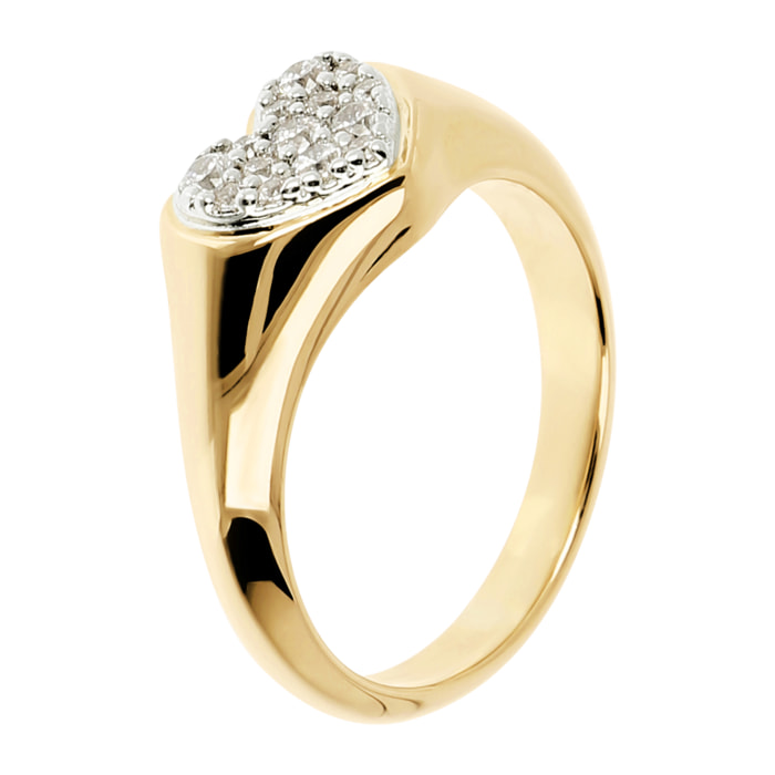 Anello Fedina Golden con Cuore Pavé in Cubic Zirconia