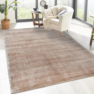 Tapis salon et chambre fait à la main en viscose motif uni JACU