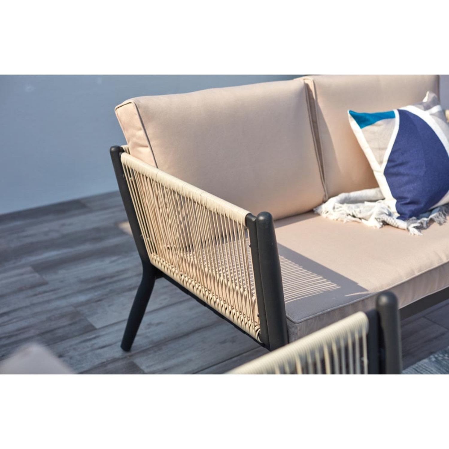 Salon jardin alu et corde écru/noir AMINATA