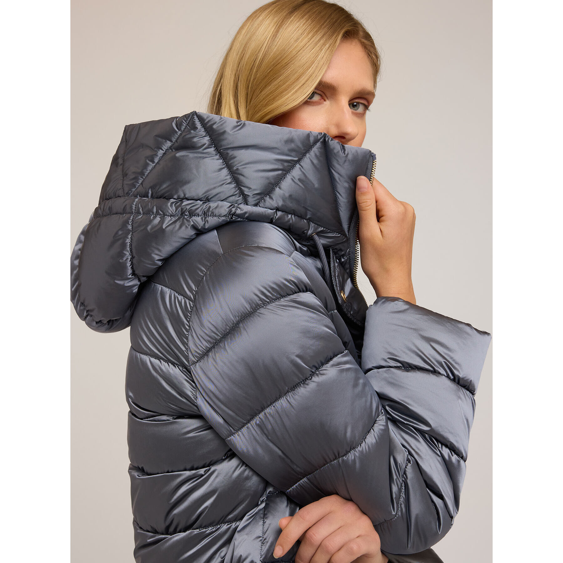 Motivi - Piumino in nylon lucido - Azzurro