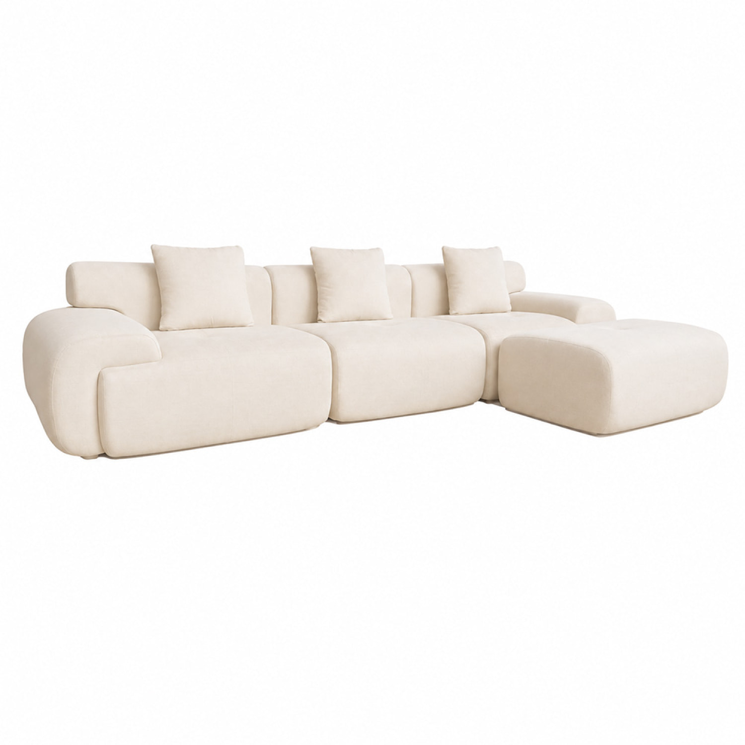 Canapé nuage compressé modulable en tissu chenille beige 4-5 places BURGESS