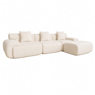 Canapé nuage compressé modulable en tissu chenille beige 4-5 places BURGESS