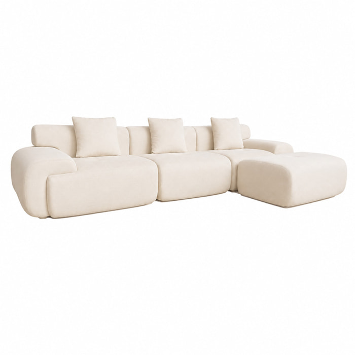 Canapé nuage compressé modulable en tissu chenille beige 4-5 places BURGESS