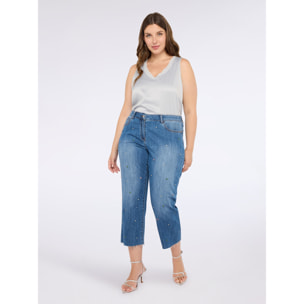 Fiorella Rubino - Top bimaterial con escote en V - Gris