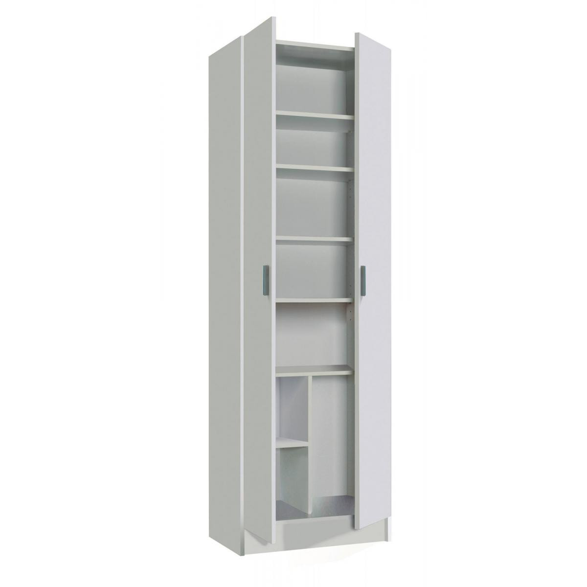 Armadio multiuso Portsmouth, Mobile ausiliario a 2 ante, Guardaroba portascarpe moderno, Scarpiera verticale, cm 59x37h180, Bianco