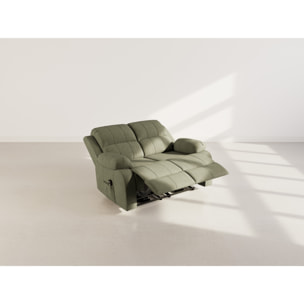Armand - Canapé 2 places relax électrique en velours côtelé - Vert
