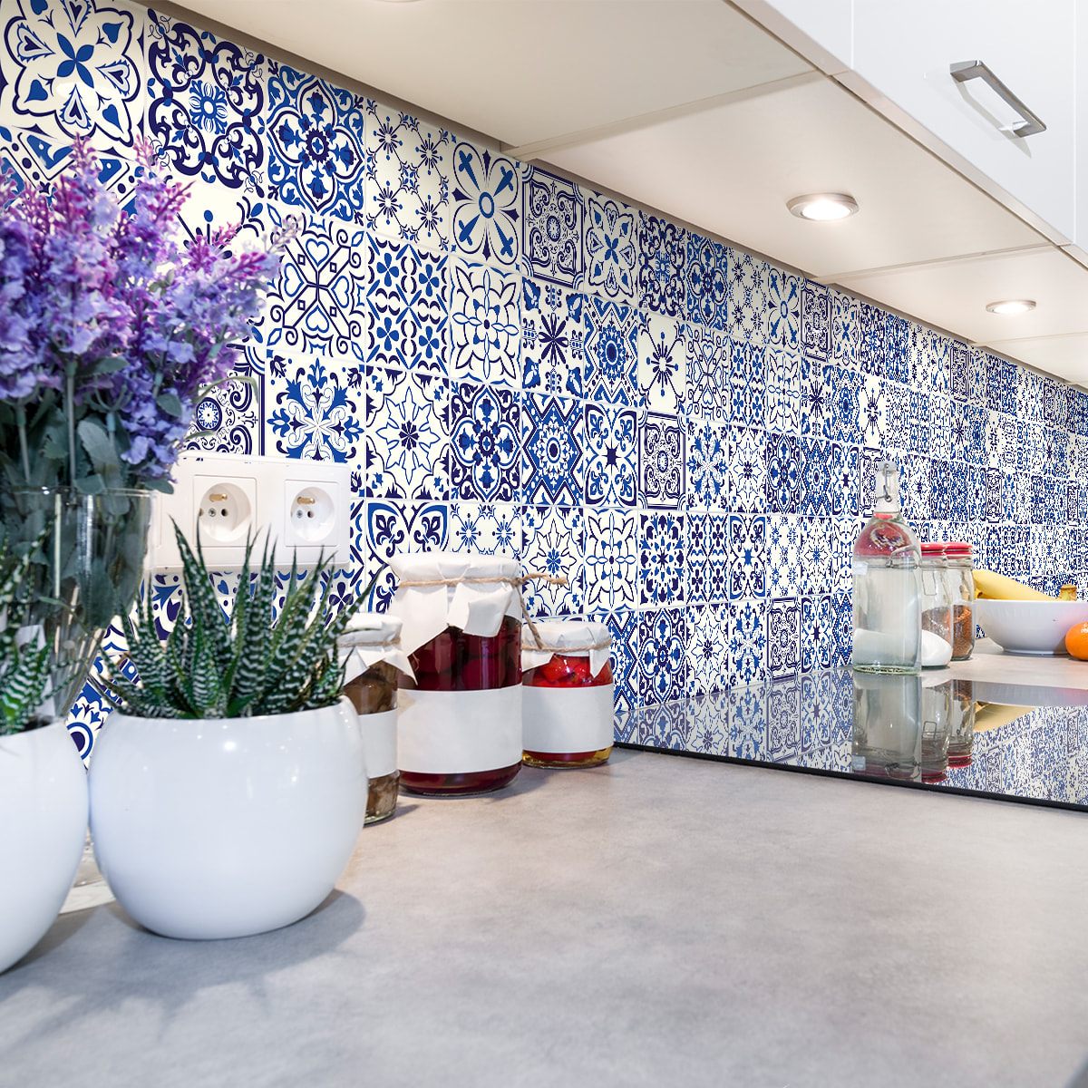 Stickers muraux - Sticker Mural Carrelage adhésif Cuisine Salle de Bain - 60 STICKERS CARRELAGES GRECCIO