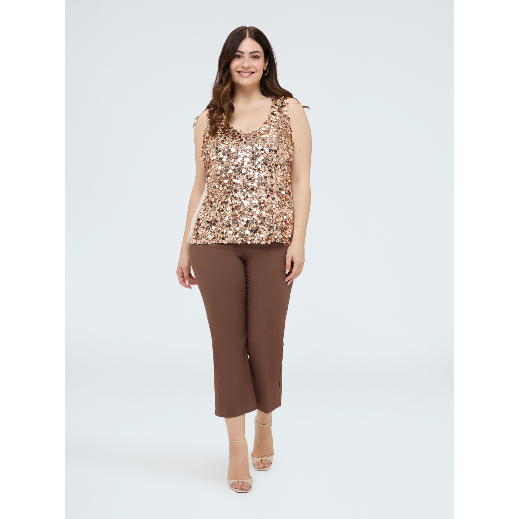 Fiorella Rubino - Top con paillettes e scollo a V - Oro