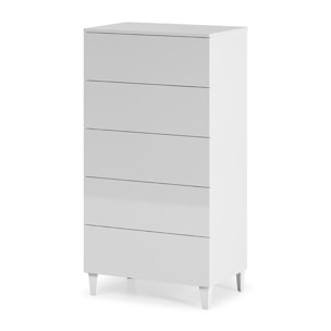 Mesita Noche 5 Cajones 117x61x40 Cm Blanco Brillo