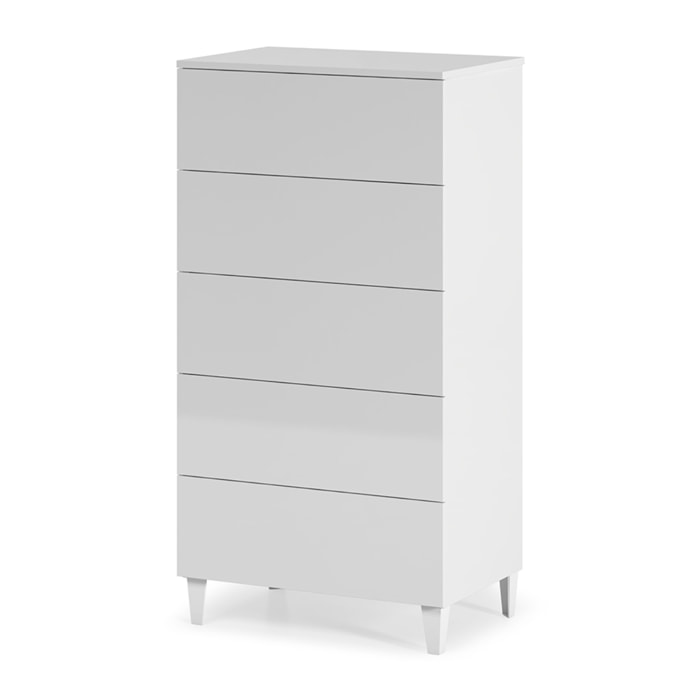 Mesita Noche 5 Cajones 117x61x40 Cm Blanco Brillo