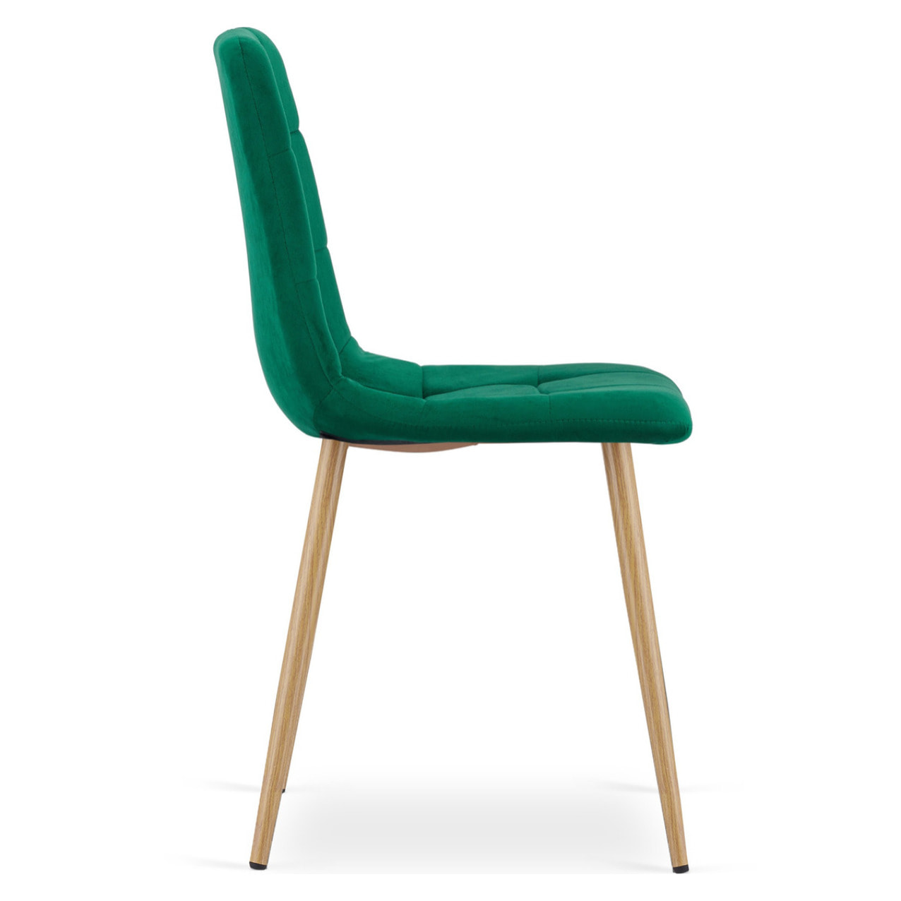 Sedia Kara in Velluto Verde Scuro con Gambe Effetto Rovere