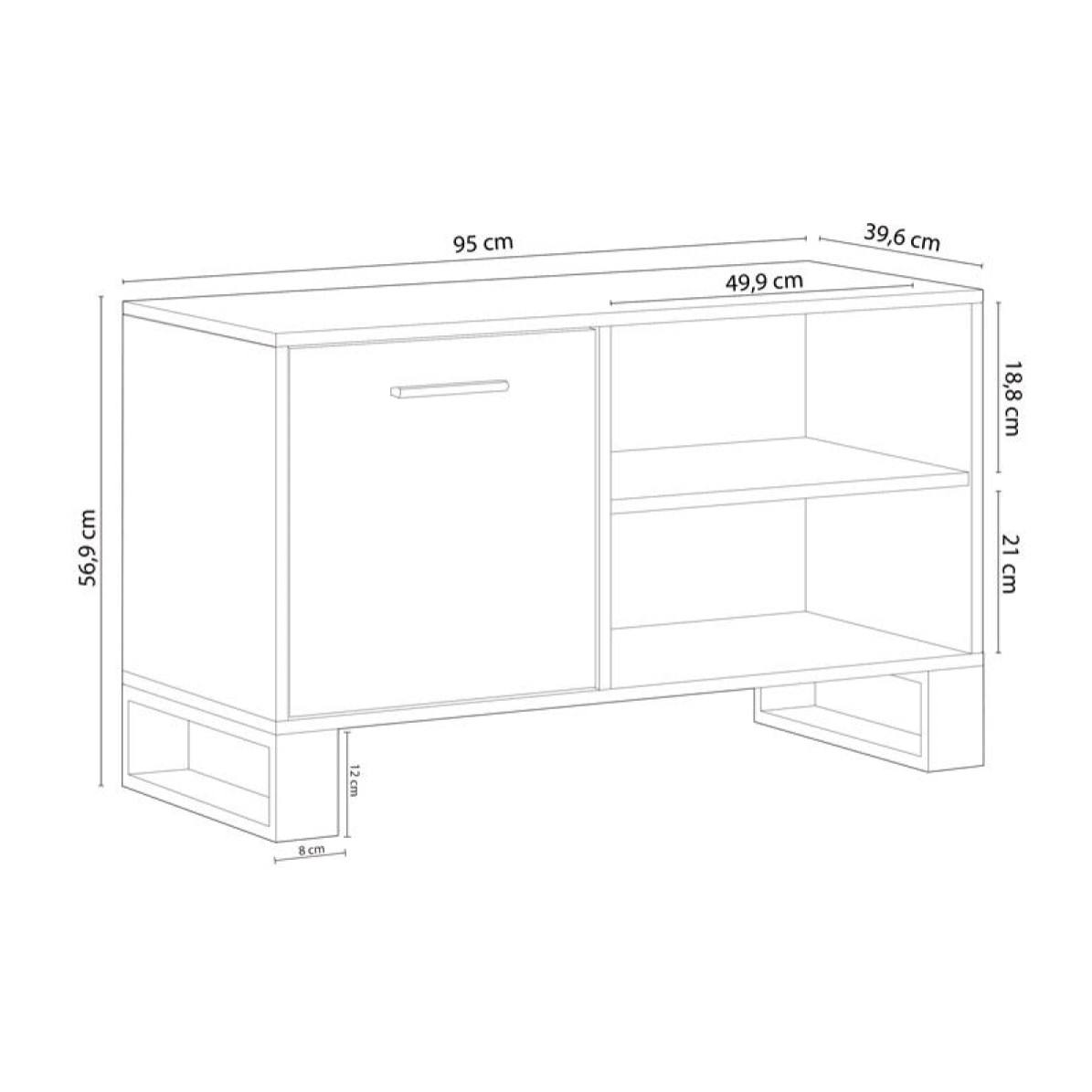 Mueble TV Raw 100 Roble oscuro - Negro