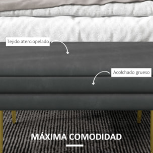 Baúl de Almacenaje para Dormitorio 30L Puff Almacenaje Tapizado en Terciopelo Banco de Almacenaje Desmontable con Patas de Acero para Entrada Salón 79,5x37,5x43 cm Gris Oscuro