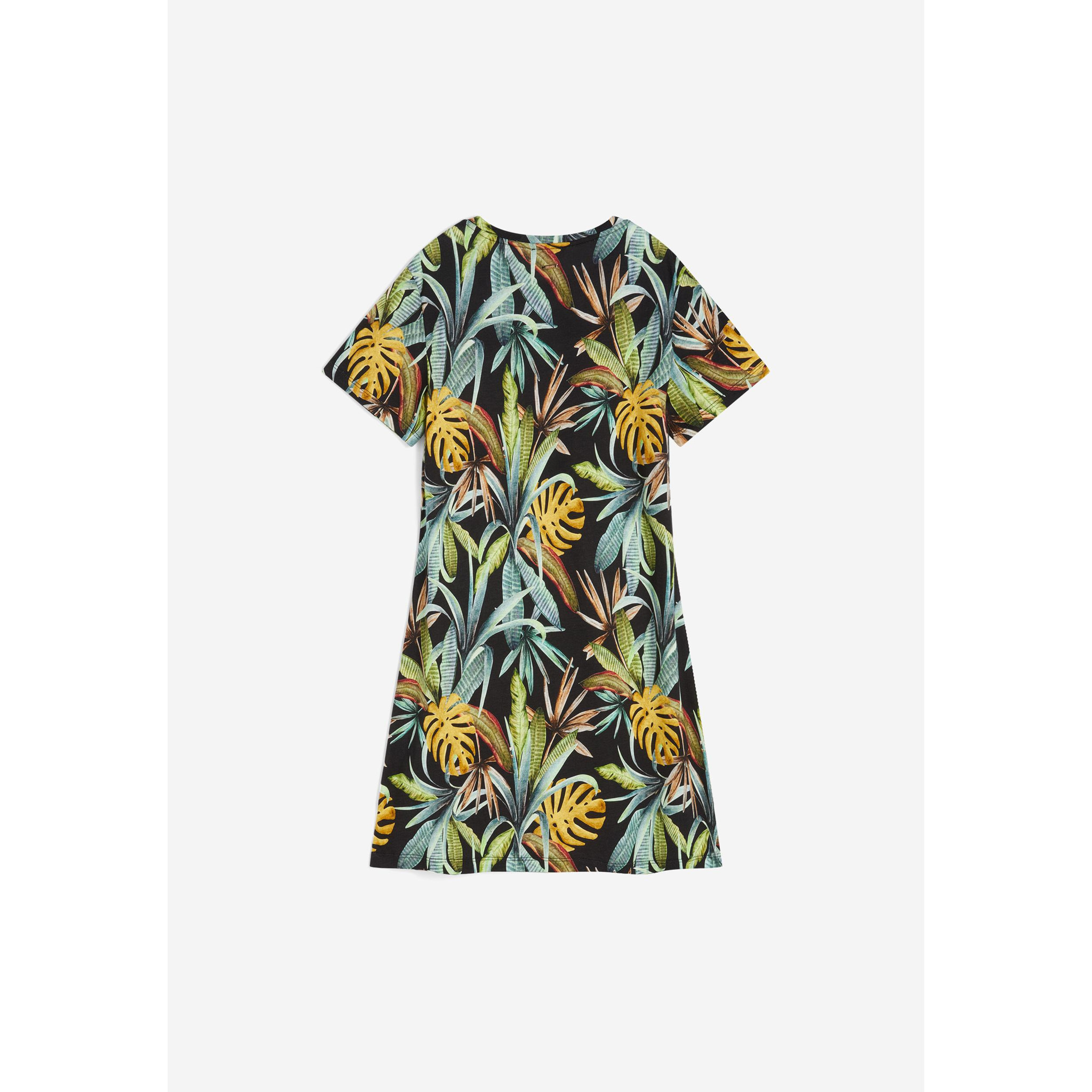 Abito skater in jersey modal stampa tropical all over