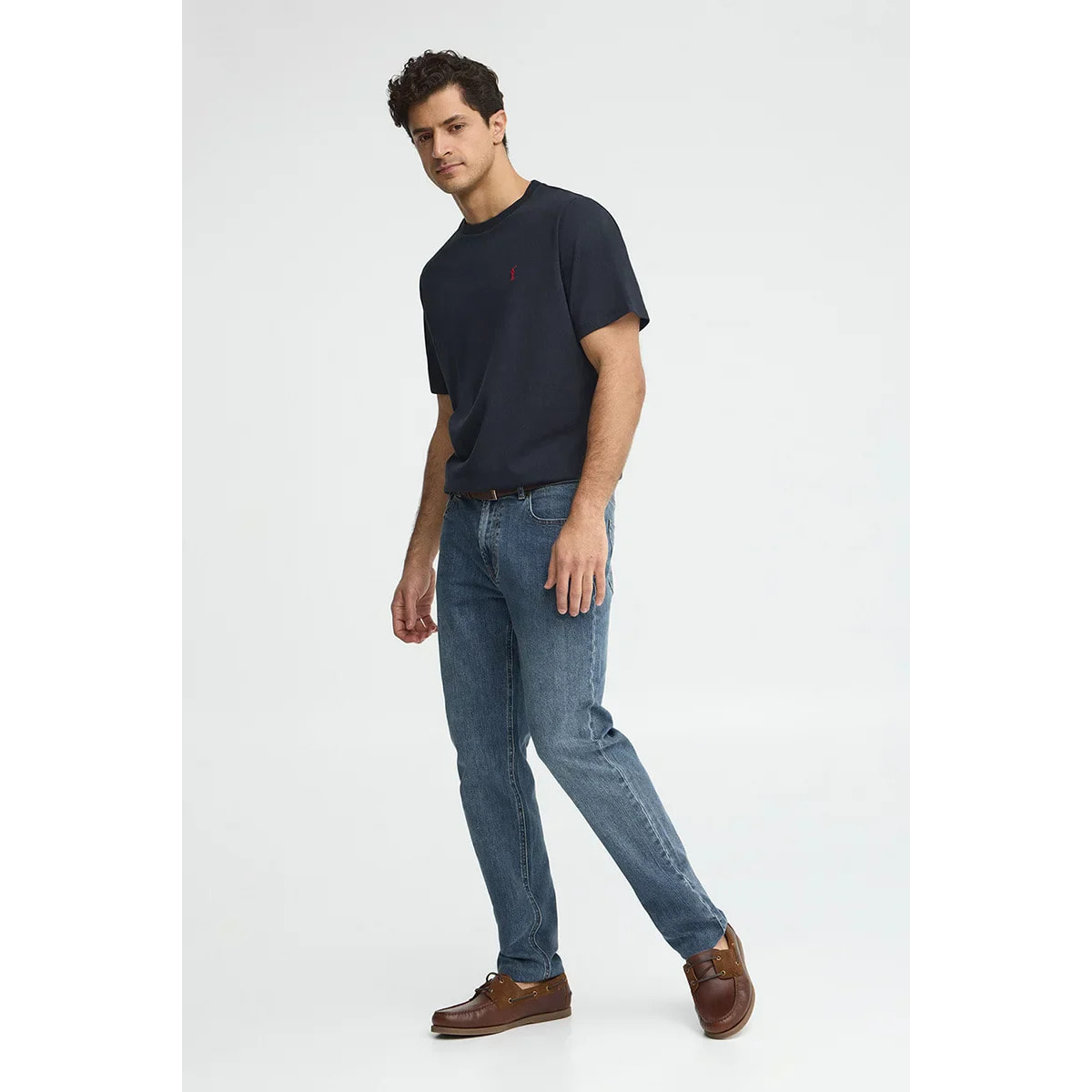 Camiseta azul marino de manga corta y bordado Rigby Go