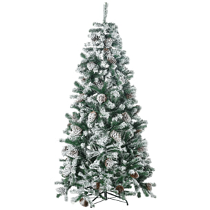 Árbol de Navidad Artificial Altura 180 cm Árbol Nevado con 695 Ramas 57 Piñas Apertura Automática Forma de Torre Base de Acero Plegable Ø104x180 cm Verde