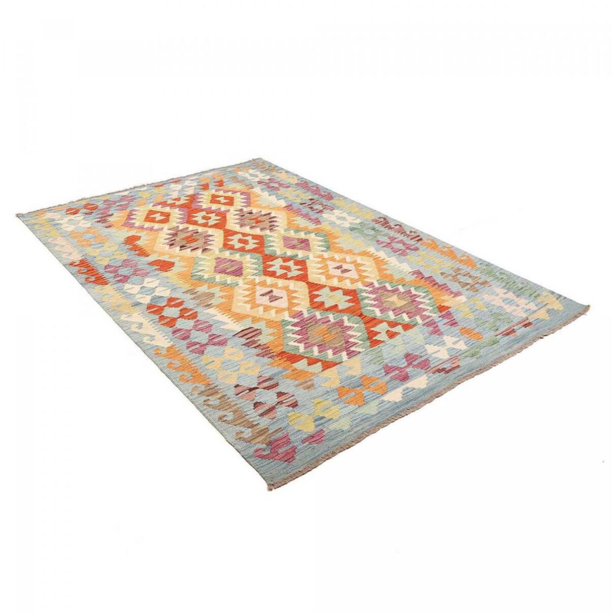 Tapis kilim ethnique, tissé plat en laine naturelle, RERUFE