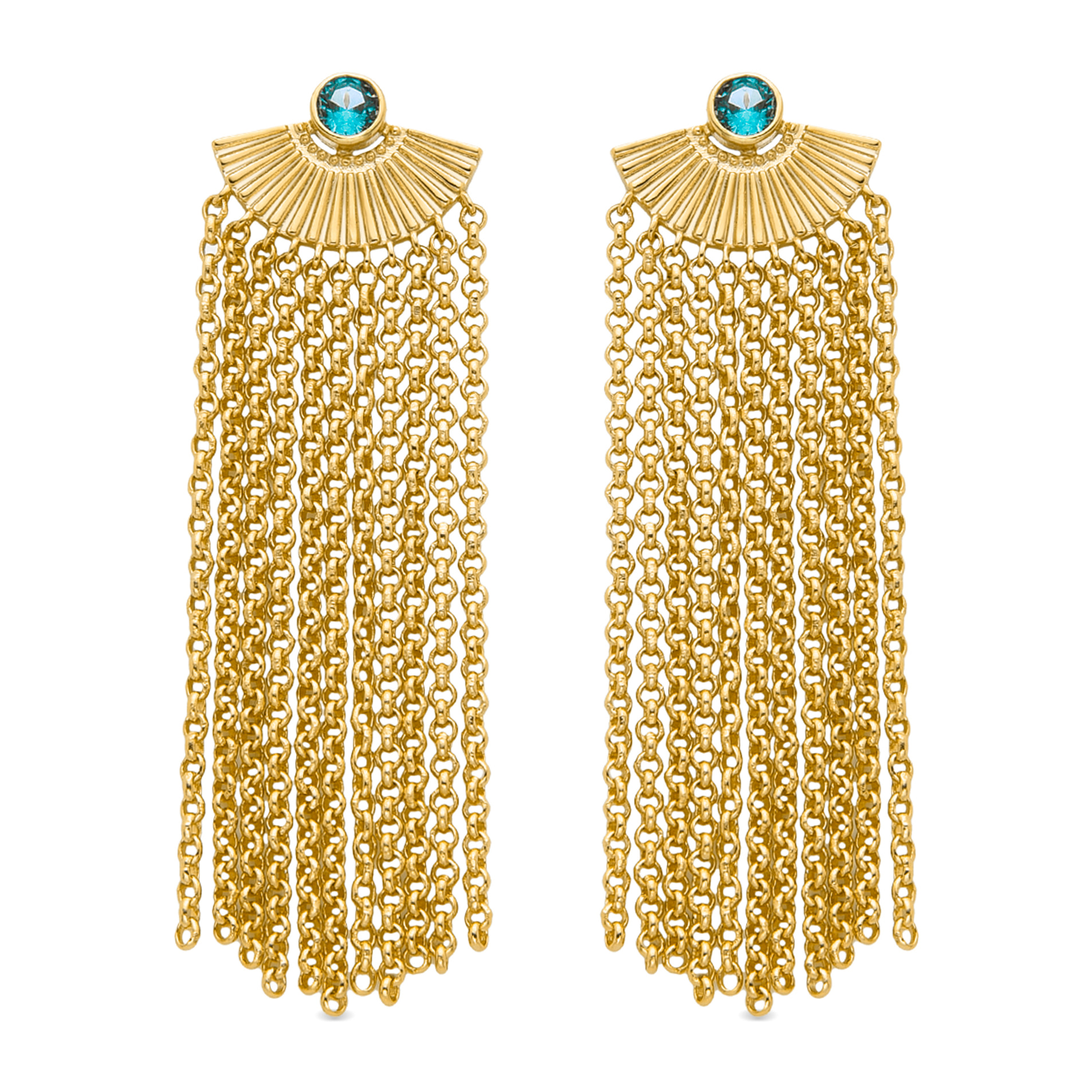 Pendientes de Cuarzo Hidrotermal Verde Claro acabados en oro amarillo de 18K