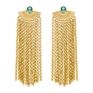 Pendientes de Cuarzo Hidrotermal Verde Claro acabados en oro amarillo de 18K