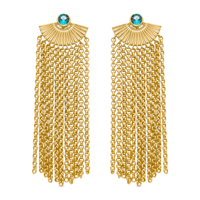 Pendientes de Cuarzo Hidrotermal Verde Claro acabados en oro amarillo de 18K