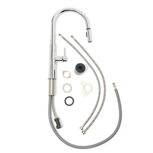 set mitigeur lavabo haut, sans vidage + mitigeur cuisine avec douchette extractible 2 jets, chrome (SATBSBD285)