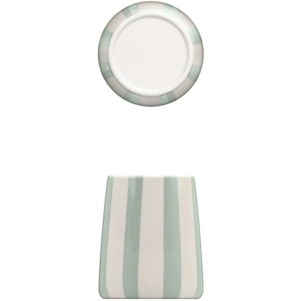 Porte-brosse à dents Strio rayures vert céladon H10cm