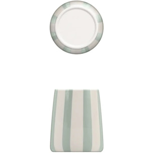 Porte-brosse à dents Strio rayures vert céladon H10cm
