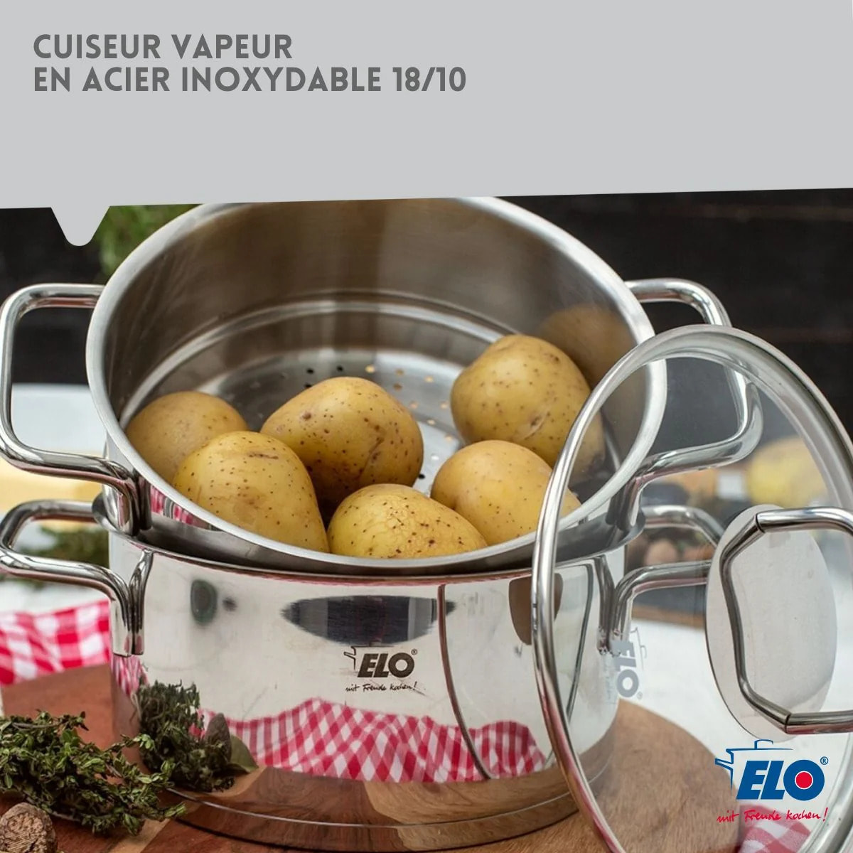 Cuiseur vapeur en inox 18 cm de 2 litres Elo Citrin