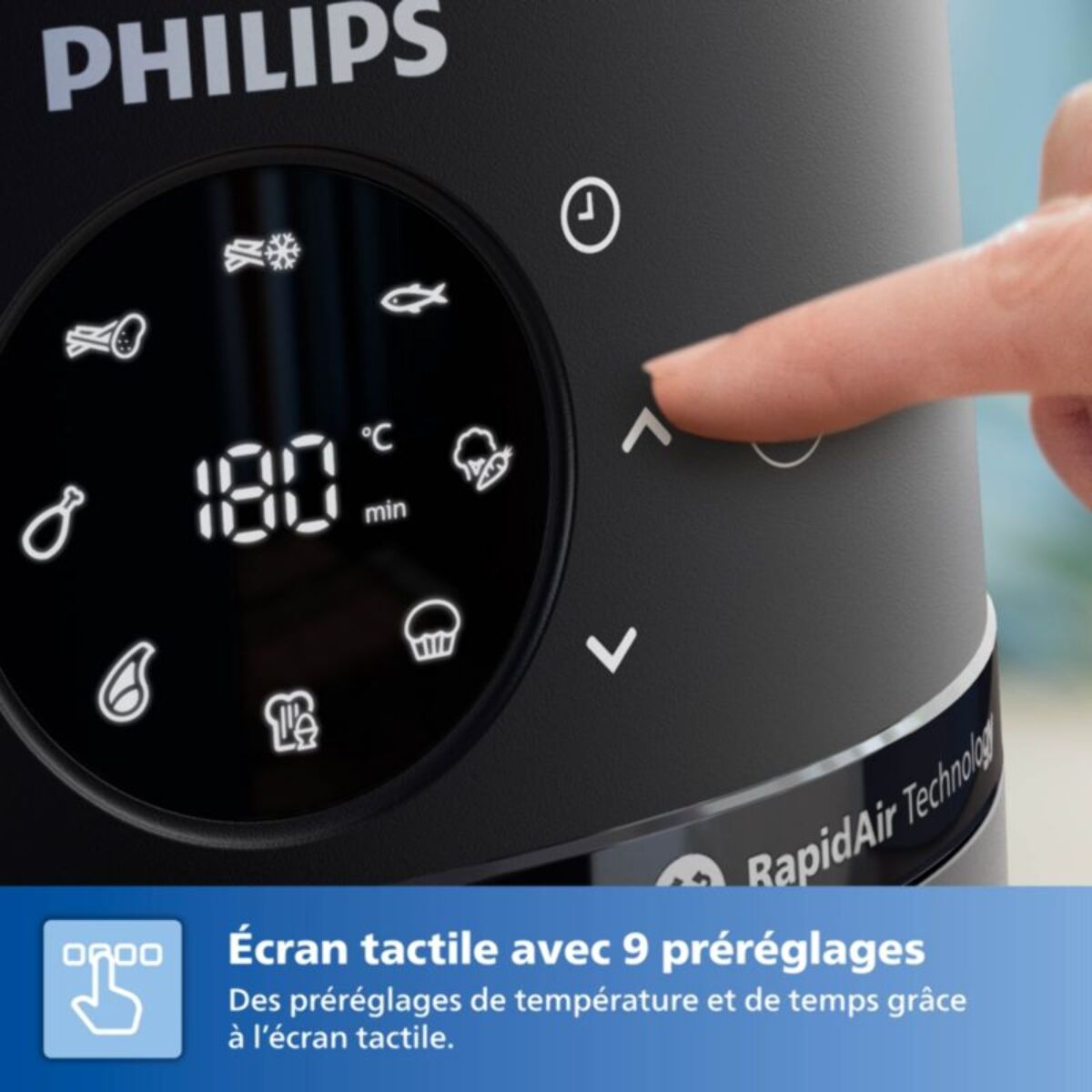 Airfryer PHILIPS NA211/00 friteuse sans huile avec fenêtre de cuisson Noir/Argent, Série 2000 3.2L
