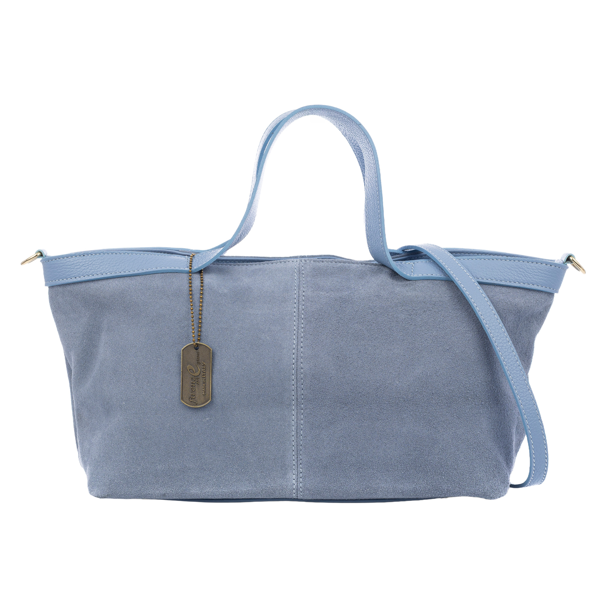 Bassignana Bolso Tote Mujer. Piel auténtica Gamuza con detalles Dollaro.