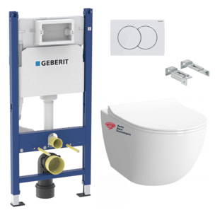 Pack WC bati-support Geberit + WC sans bride Swiss Aqua Technologies + plaque (INFINITIO2GEB3)