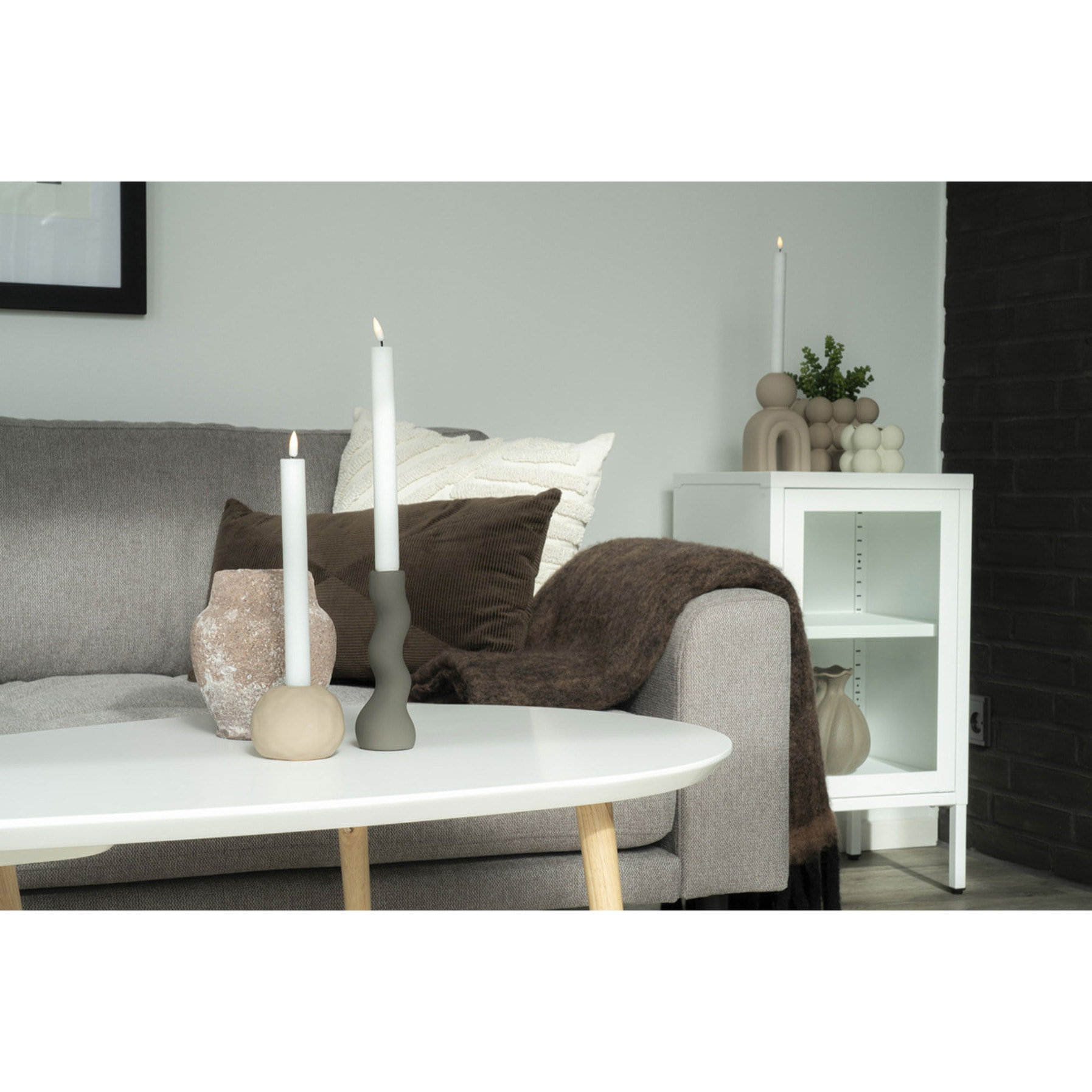 Armadietto Dalby in acciaio e vetro bianco 38x35x70 cm