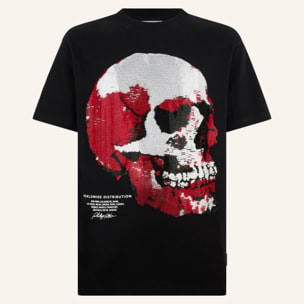 PHILIPP PLEIN Round Neck T-Shirt Red Skull Skull