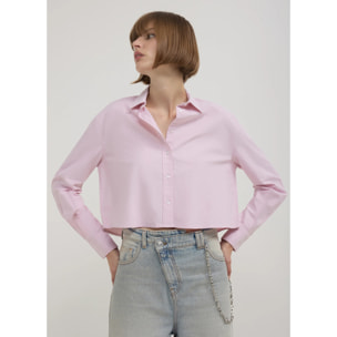 Camicia crop tinta unita