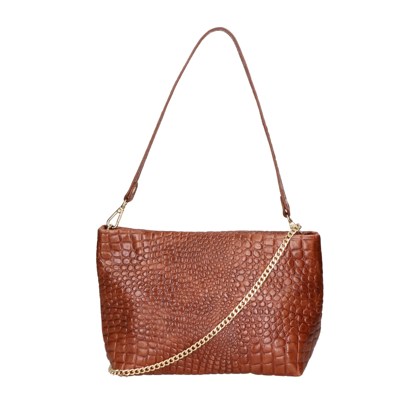 Borsa a spalla da donna - Modello Lorelei - Vera pelle croco - 33.0 x 19.0 x 10.0 cm