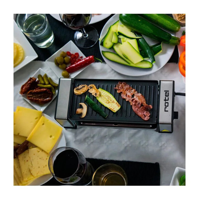 Appareil à raclette pour 2 personnes avec poêlons et spatules Rotel