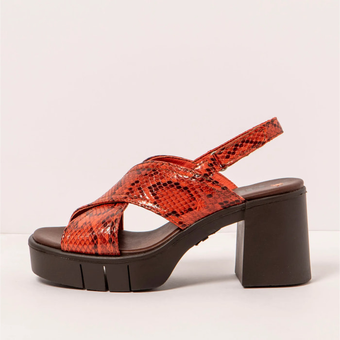 Sandalias con tacón 1990 SNAKE TEJA / EIVISSA color Teja